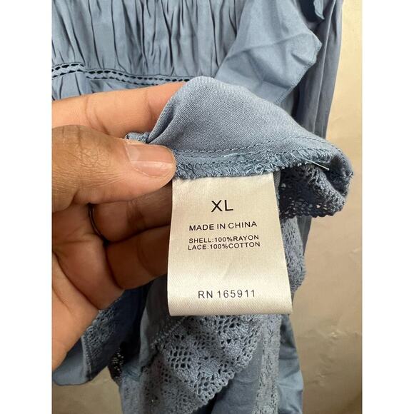 Grace and Karma Blue Ruffled Blouse - Size XL - Excellent! - Picture 4 of 5